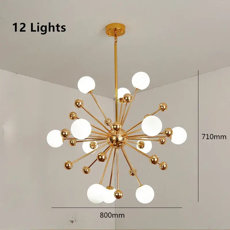 Gold Acrylic Molecule Chandelier