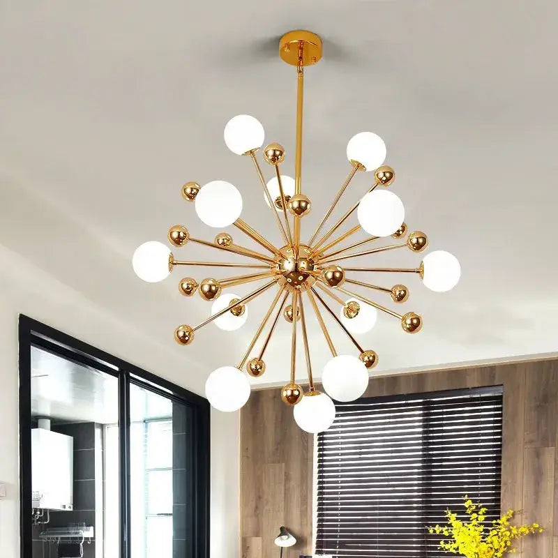 Gold Acrylic Molecule Chandelier