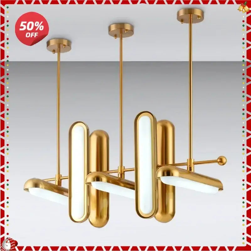 Gold Art Deco Iron Chandelier