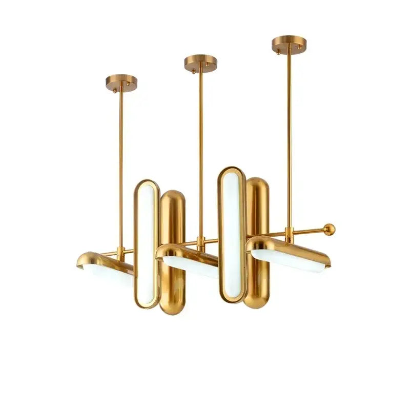 Gold Art Deco Iron Chandelier