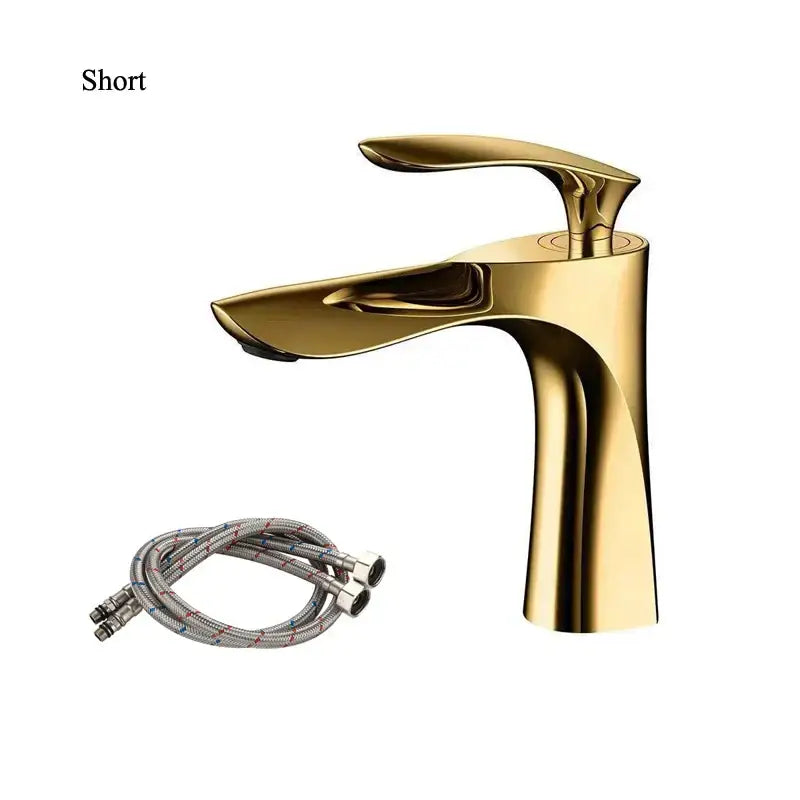 Gold Curved Bathroom Faucet