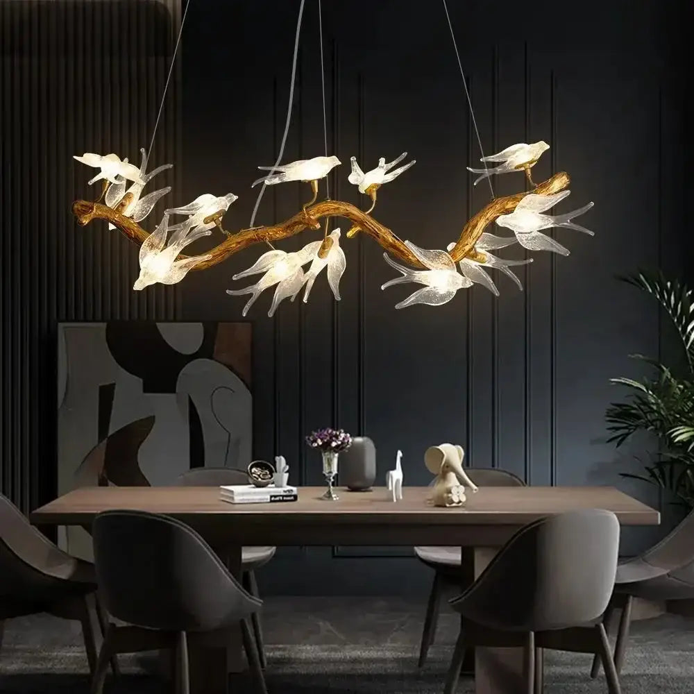 Bird Crystal Glass Chandelier