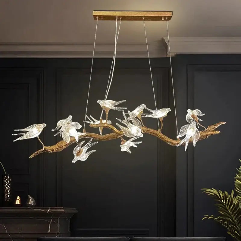 Bird Crystal Glass Chandelier