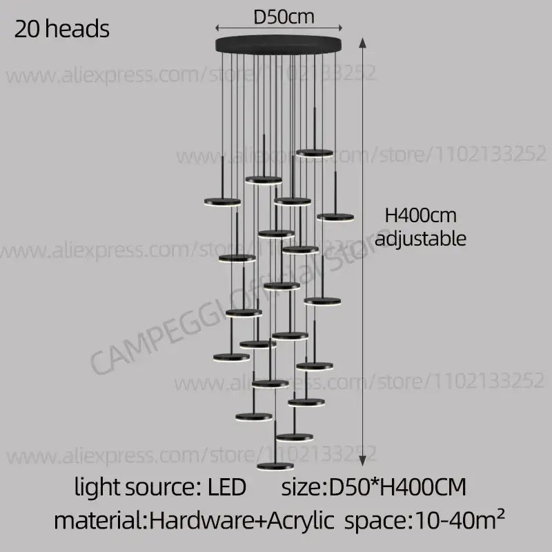 Gold Black LED Chandelier