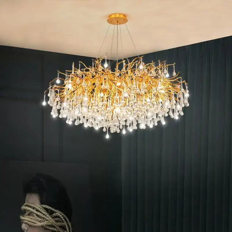 Gold Crystal LED Chandelier 180cm Design