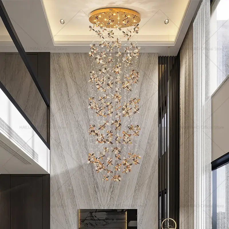 Gold Butterfly Staircase Chandelier