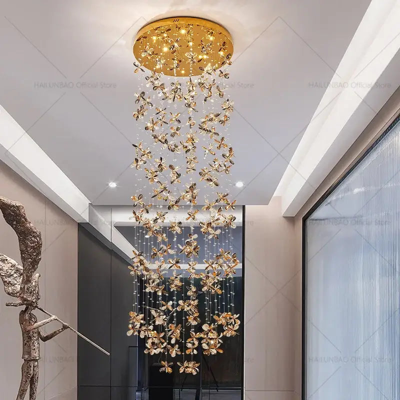 Gold Butterfly Staircase Chandelier