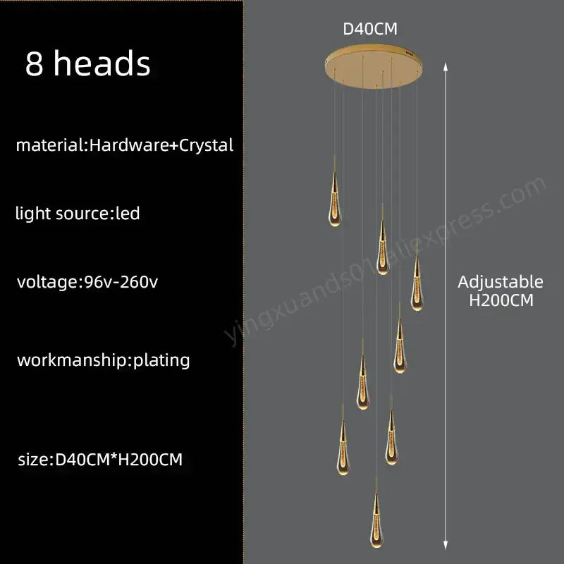 Gold Crystal Teardrop 60-Head Chandelier
