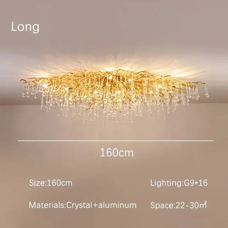 Gold Crystal Dendritic Chandelier
