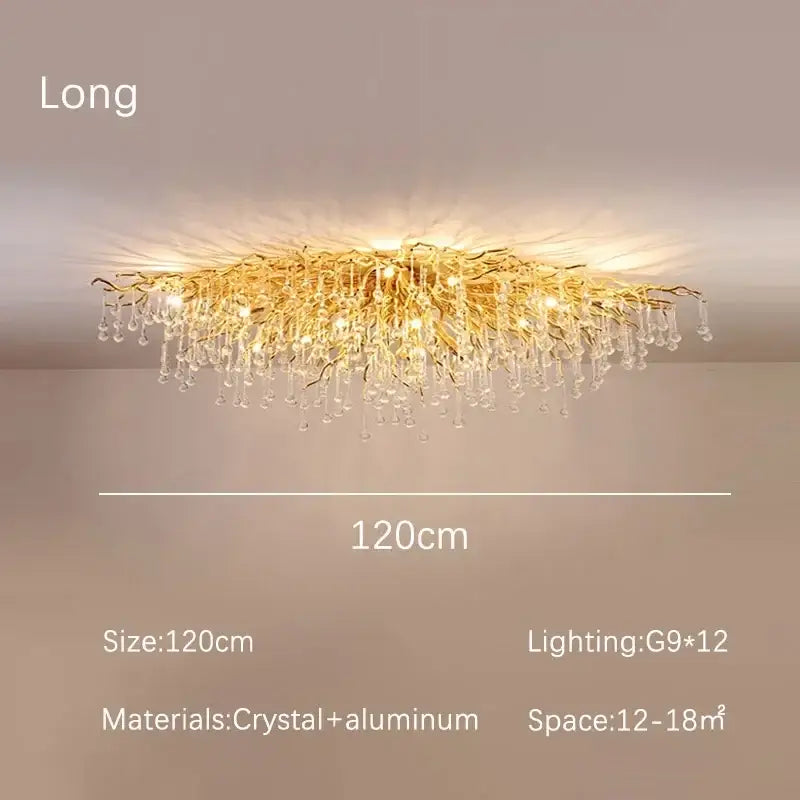 Gold Crystal Dendritic Chandelier