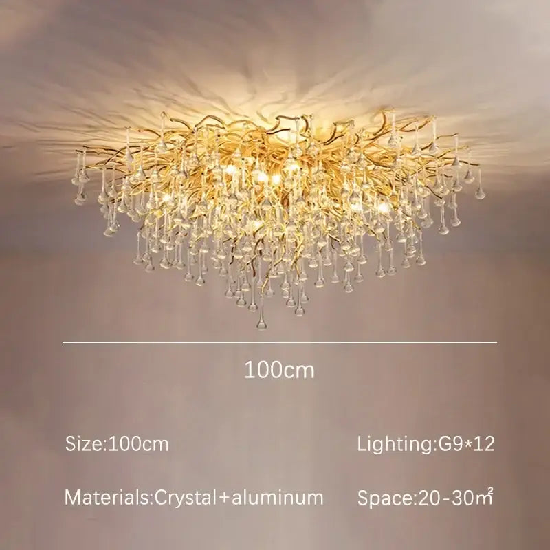 Gold Crystal Dendritic Chandelier