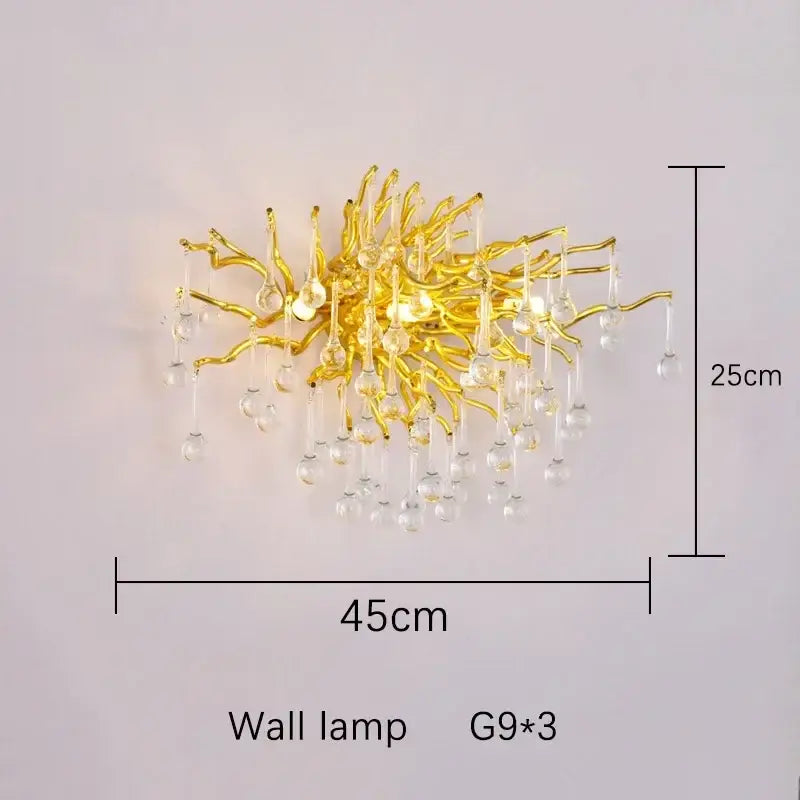 Gold Crystal Dendritic Chandelier