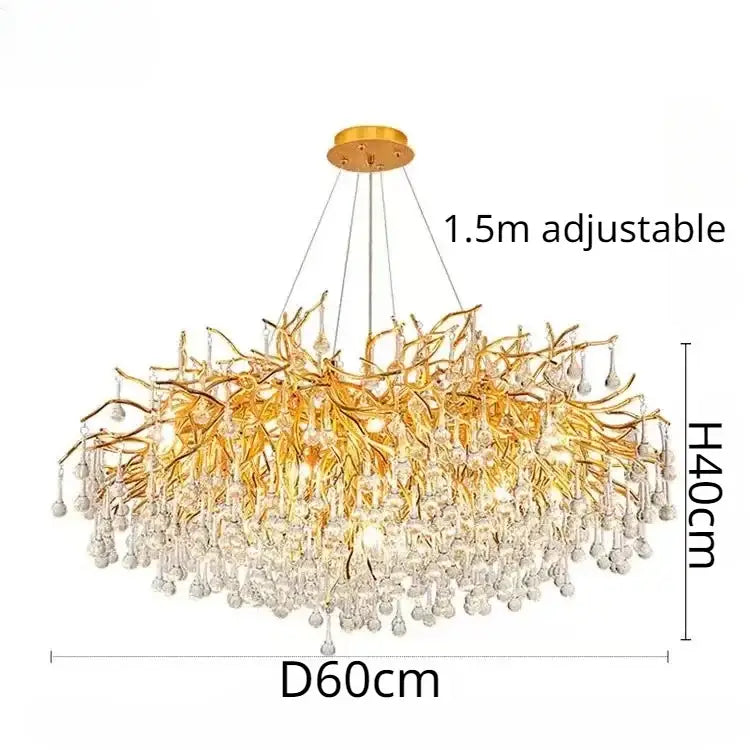 Gold Crystal Dendritic Chandelier