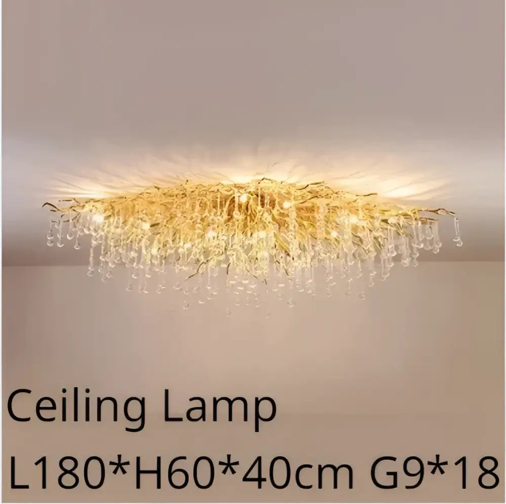 Gold Crystal Dendritic Chandelier