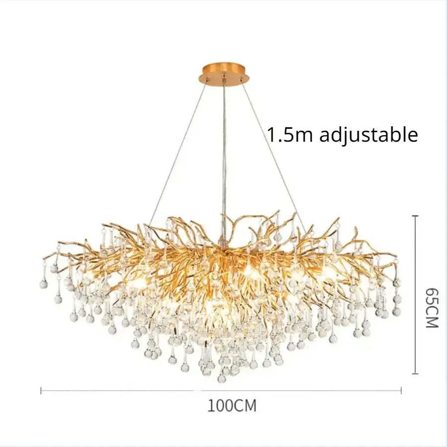 Gold Crystal Dendritic Chandelier