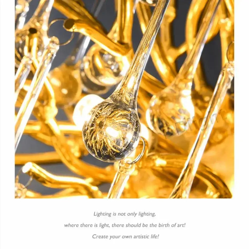 Gold Crystal Dendritic Chandelier