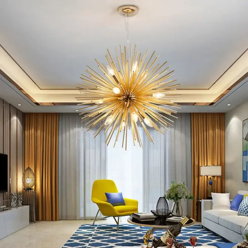 Gold Geometric Starburst Chandelier