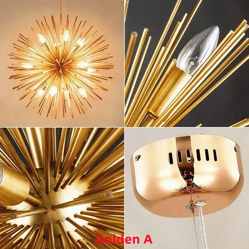 Gold Geometric Starburst Chandelier
