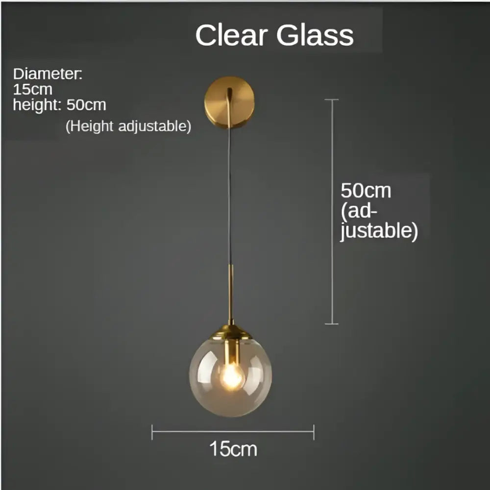 Gold Glass Ball Sconce with Amber Glass Ring