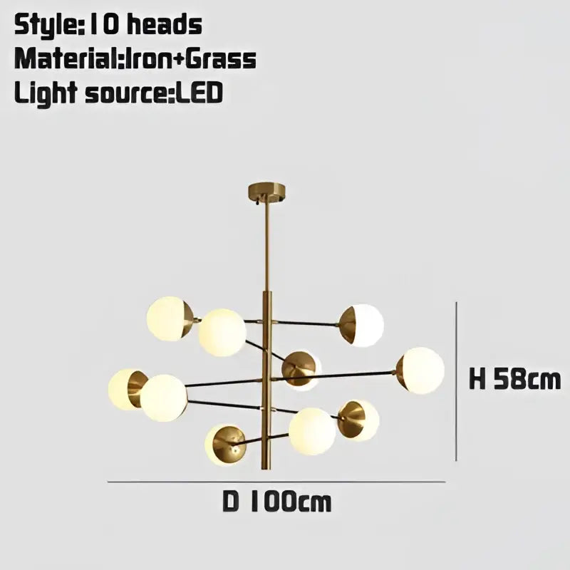 Gold Glass Bean Chandelier