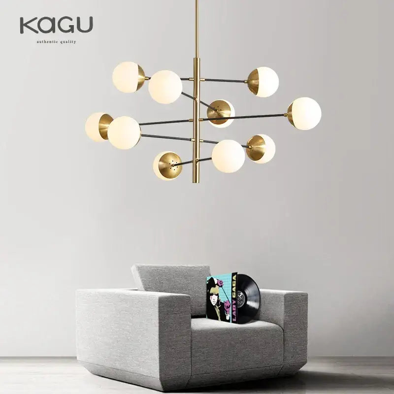Gold Glass Bean Chandelier