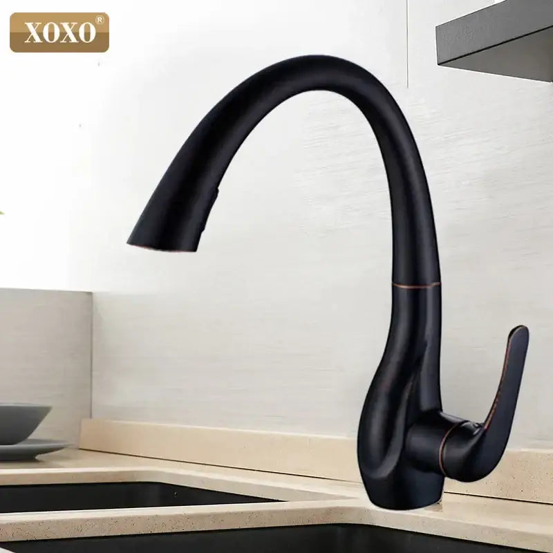Gold Pull-Out Kitchen Faucet Brass Single-Handle