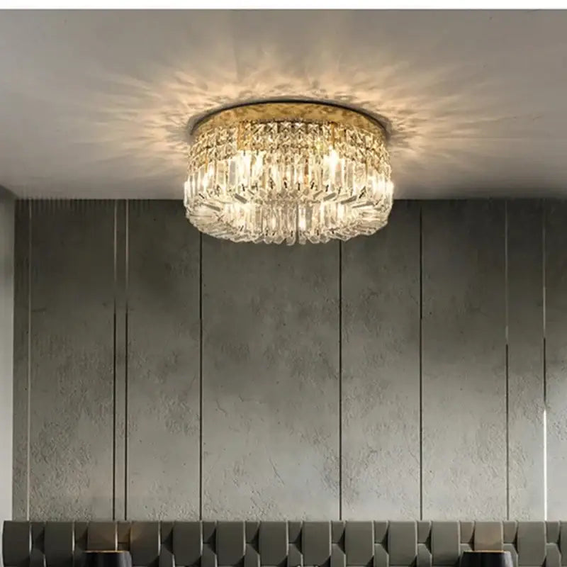 Gold LED Crystal Ceiling Lamp