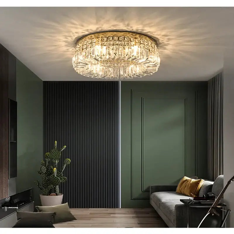 Gold LED Crystal Ceiling Lamp