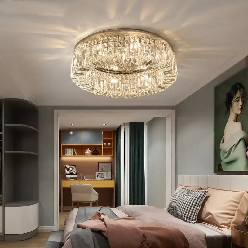 Gold LED Crystal Ceiling Lamp