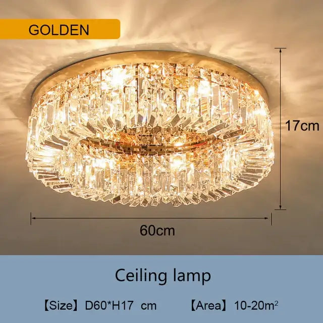 Gold LED Crystal Ceiling Lamp