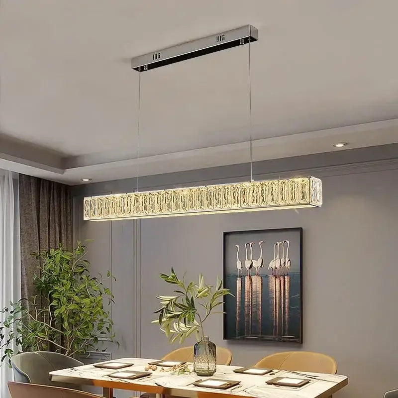 Gold LED Crystal Chandelier Rectangular L150cm