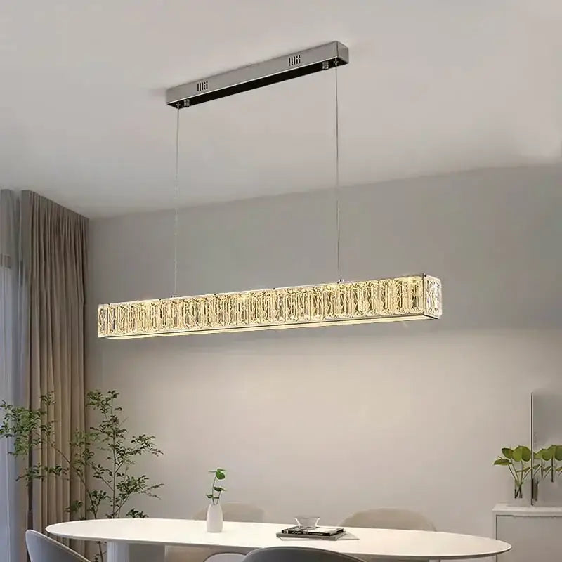 Gold LED Crystal Chandelier Rectangular L150cm