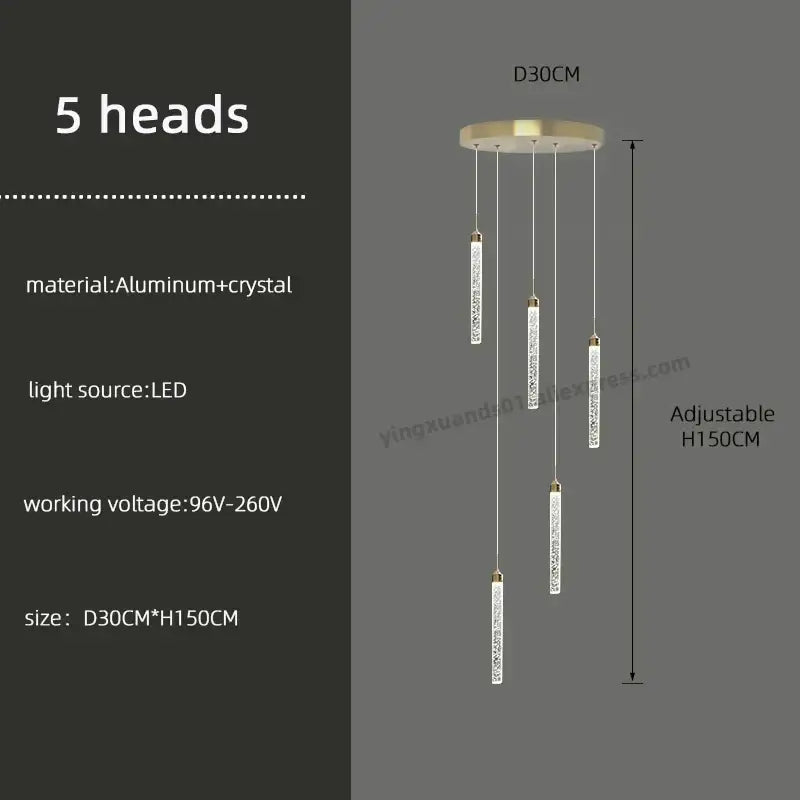Gold Crystal Chandelier 30-Head for Staircases