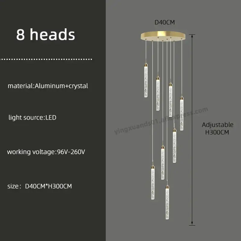 Gold Crystal Chandelier 30-Head for Staircases
