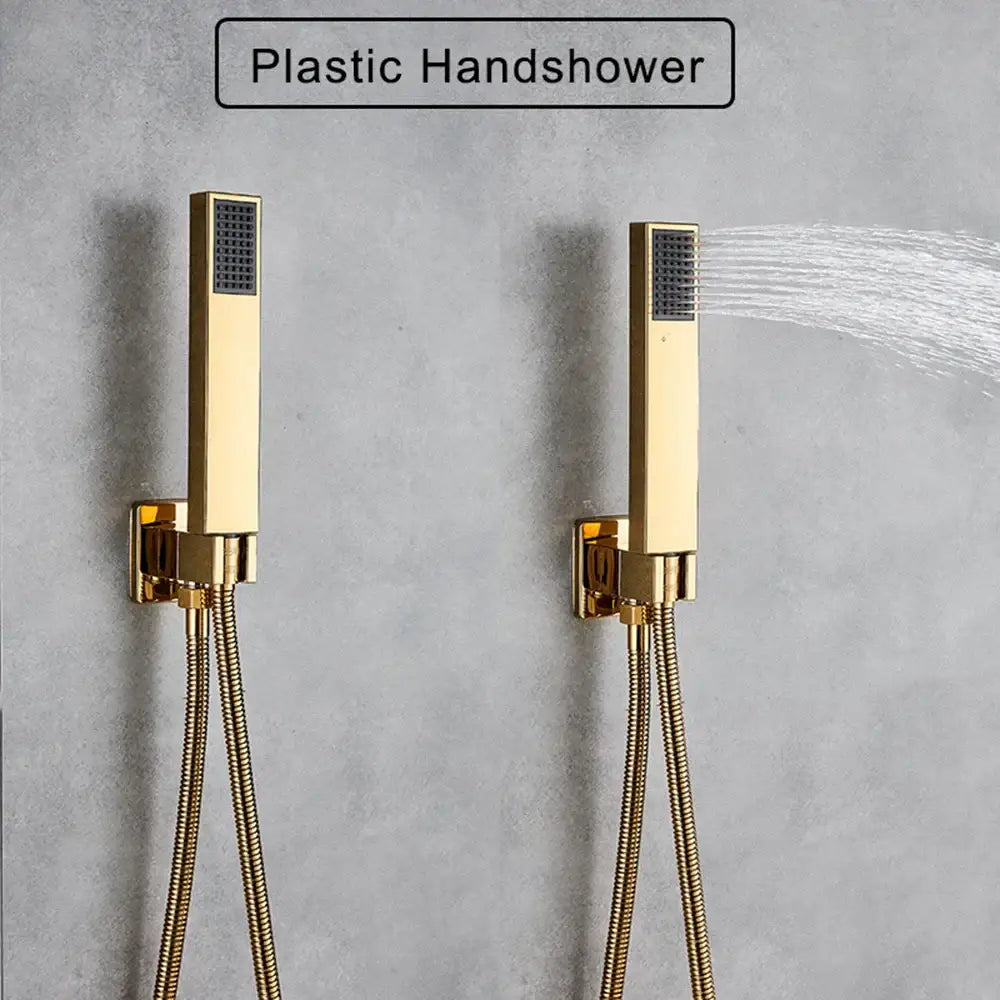 Gold Rainfall Shower Faucet 16-Inch with LED