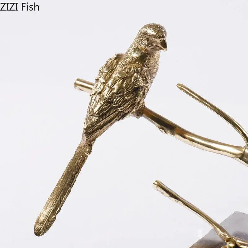 Gold Parrot Crystal Statue