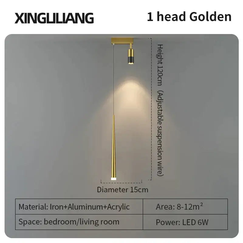 Gold Cylindrical Pendant Light Aluminum 15cm