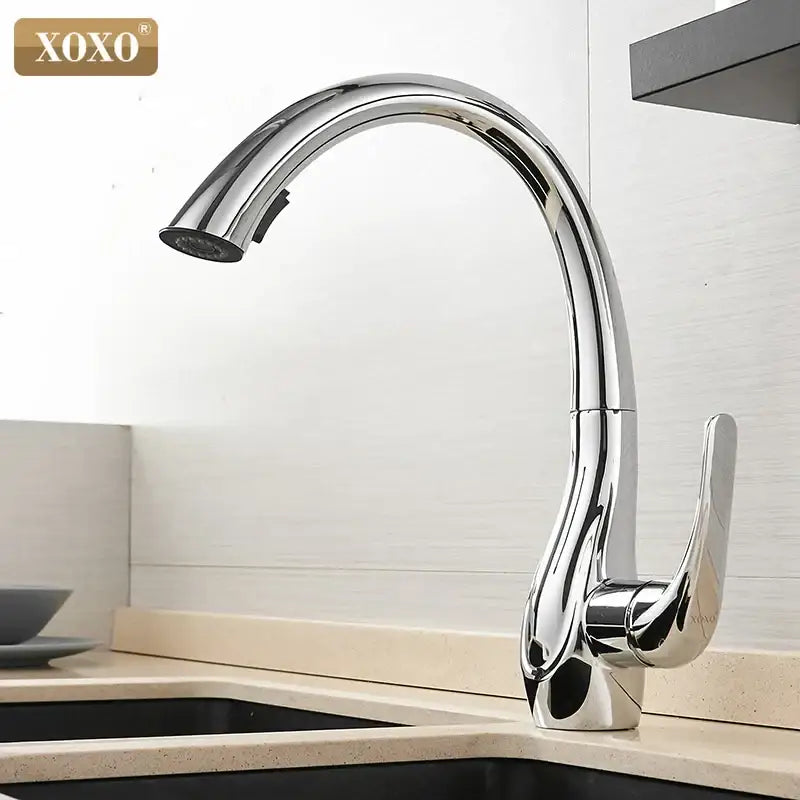 Gold Pull Out Kitchen Faucet 360-Degree Swivel