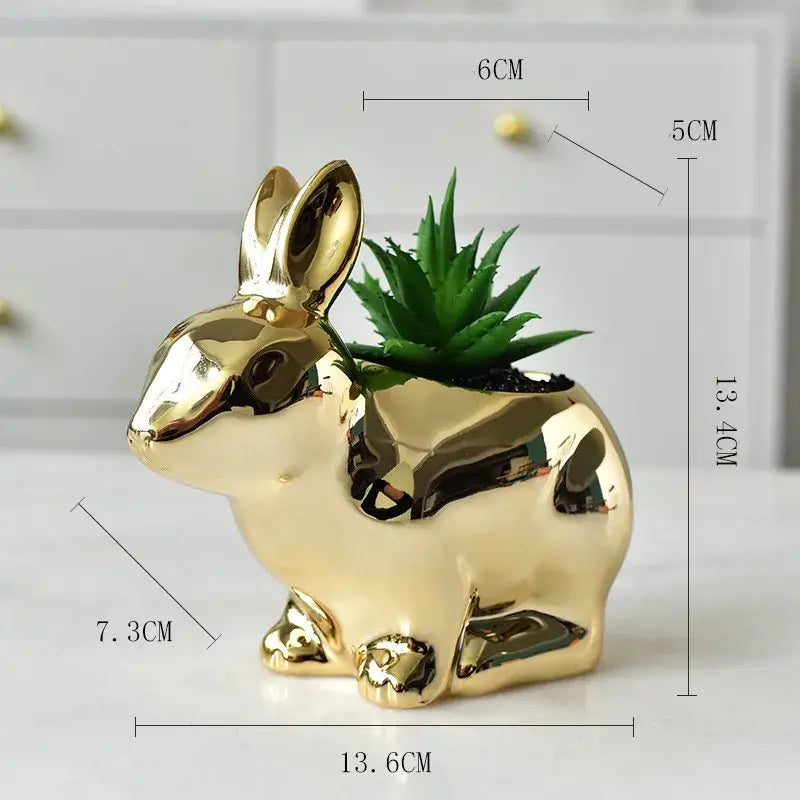 Gold Rabbit Ceramic Vase