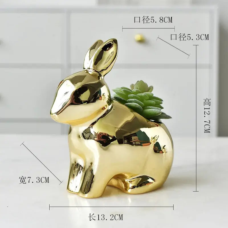 Gold Rabbit Ceramic Vase