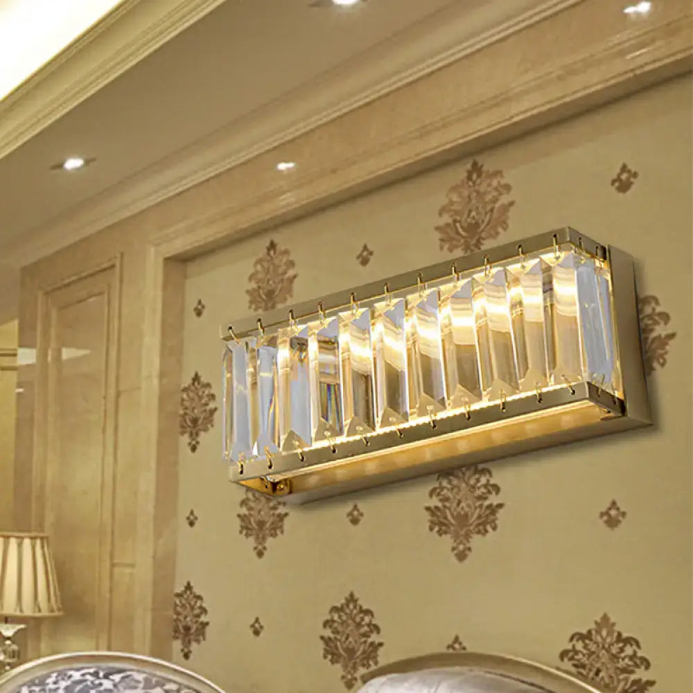 Gold Faceted Crystal Wall Sconce for Hallway