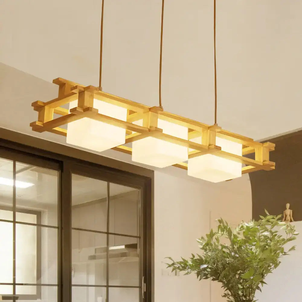 Golden Wood Square Pendant