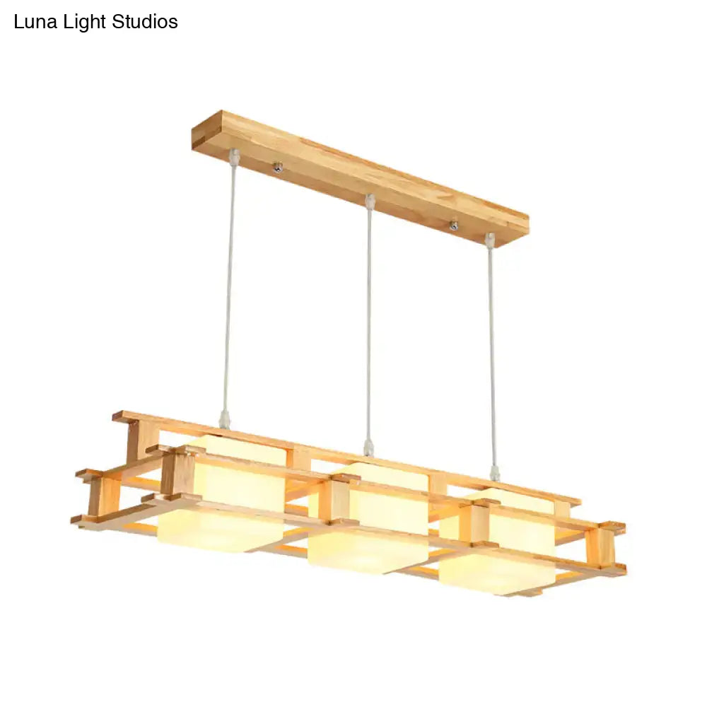 Golden Wood Square Pendant