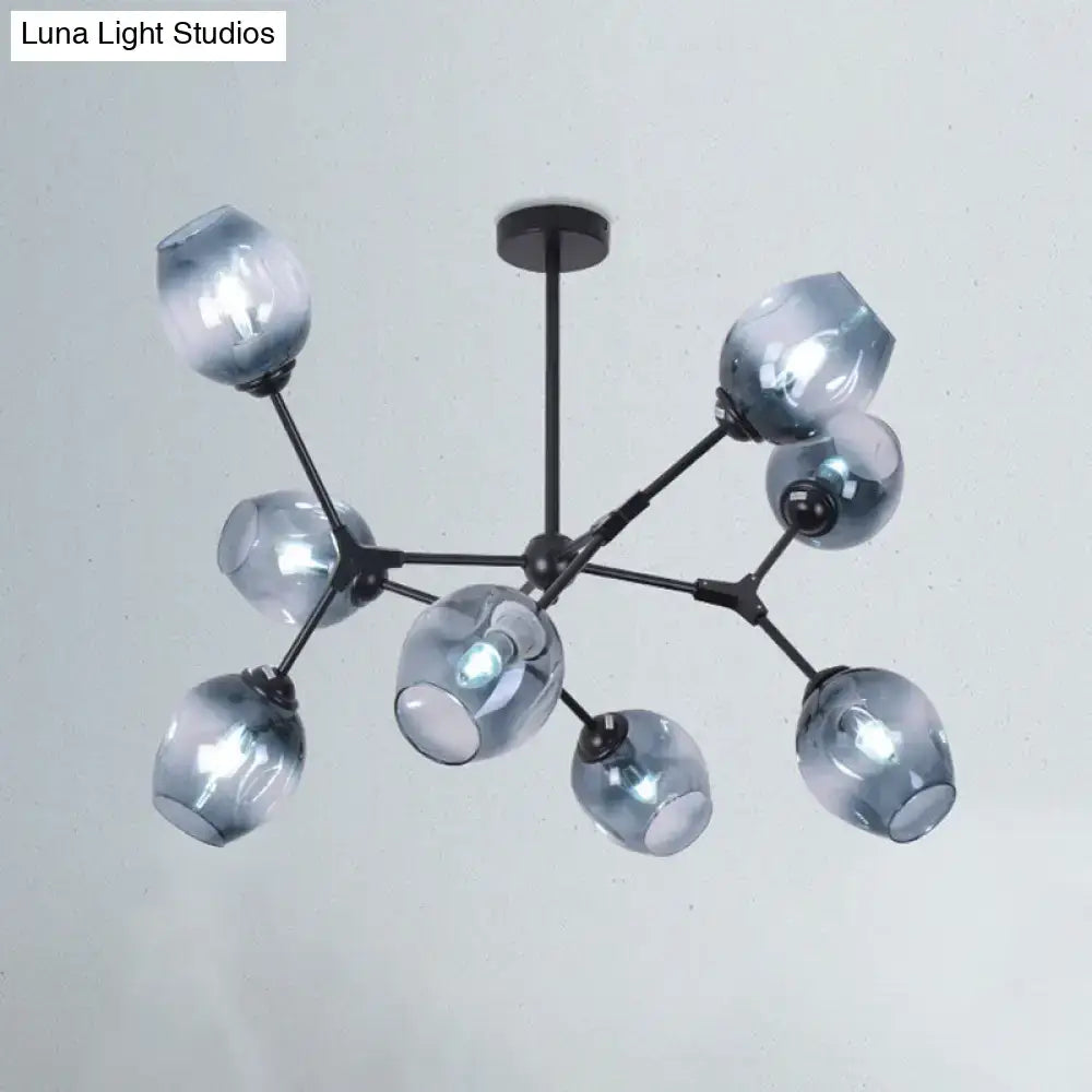 Blue Glass Semi-Flush Light