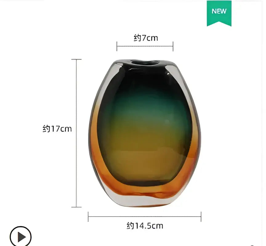 Green Amber Glass Vase Set
