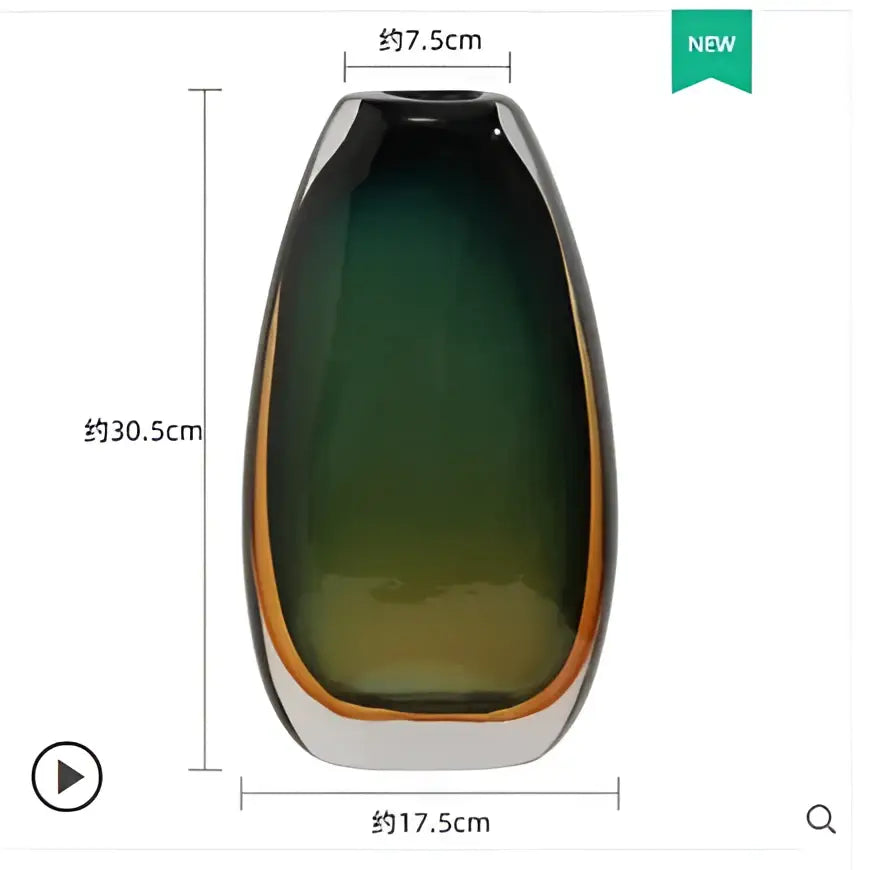 Green Amber Glass Vase Set