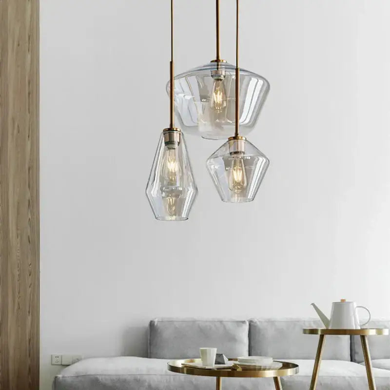 Amber Glass Pendant Lamp for Dining Rooms