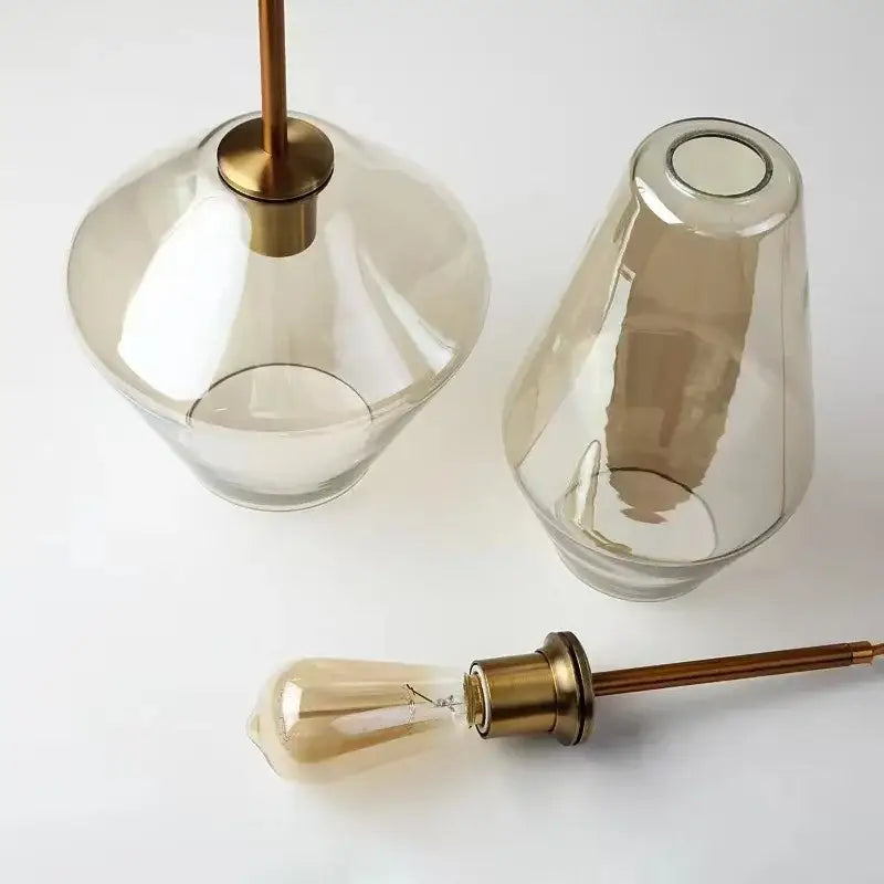 Amber Glass Pendant Lamp for Dining Rooms