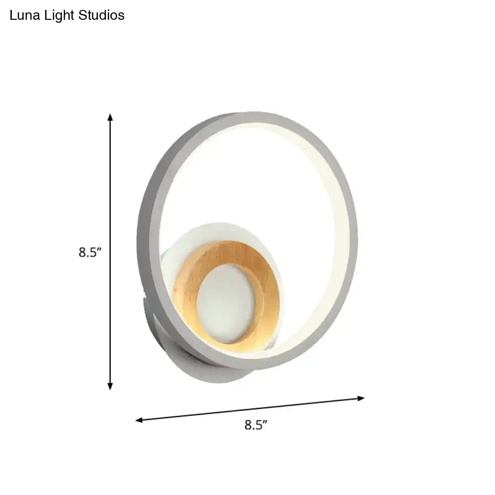 Wood Double Ring Wall Lamp