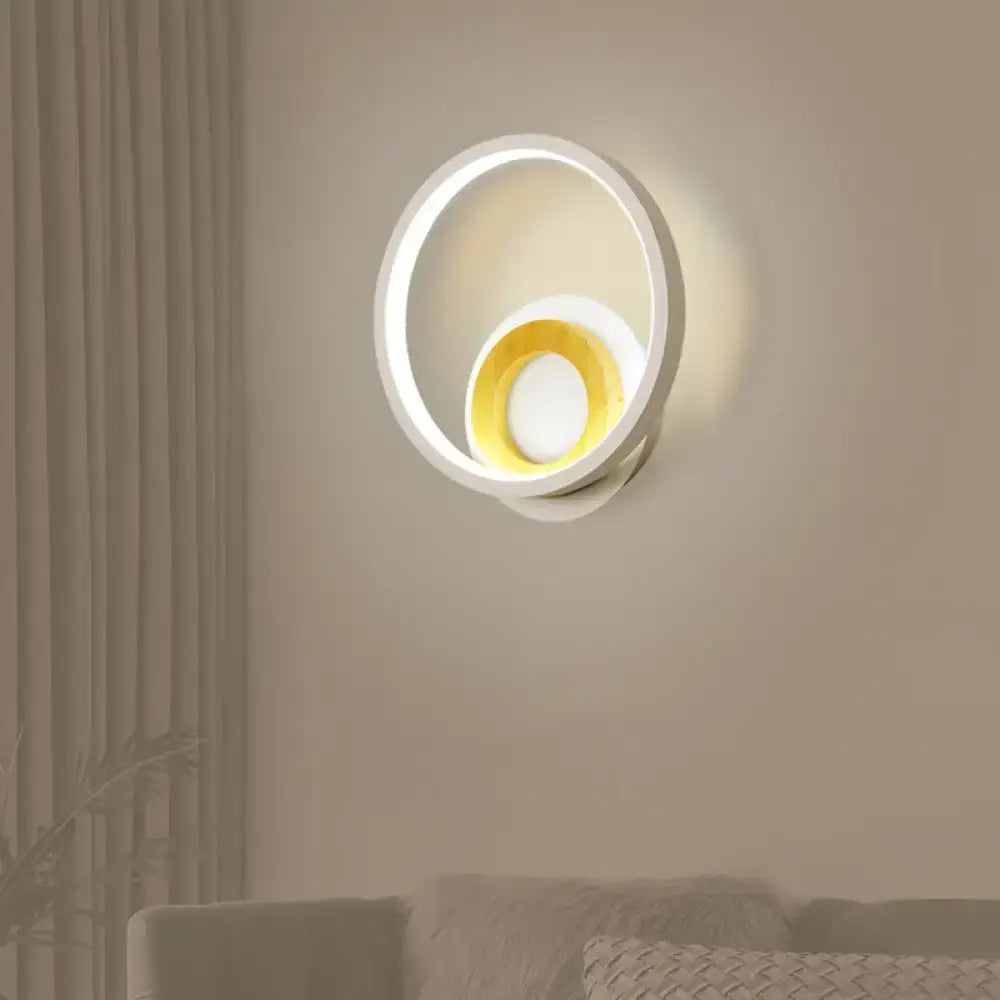 Wood Double Ring Wall Lamp
